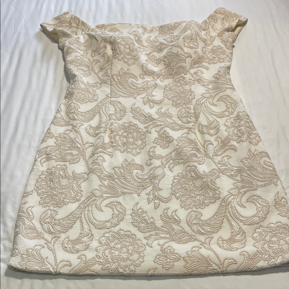 JS Collections Cream and Tan Midi Dress